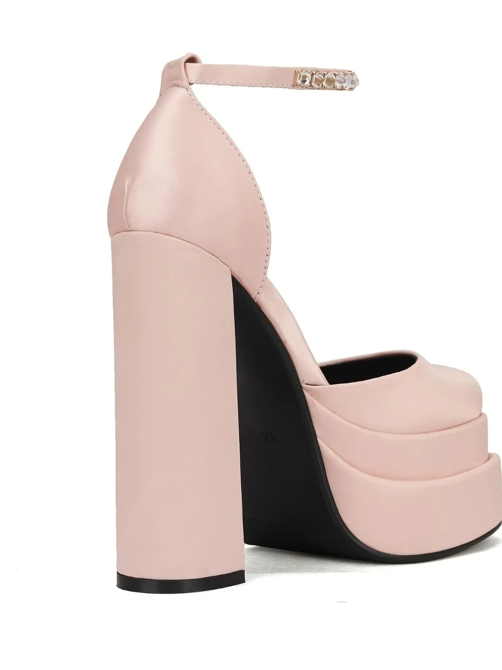 Platform Ankle-Strap Pumps in Blush Pink
